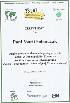 Certyfikat ,,Akcja segregacja"